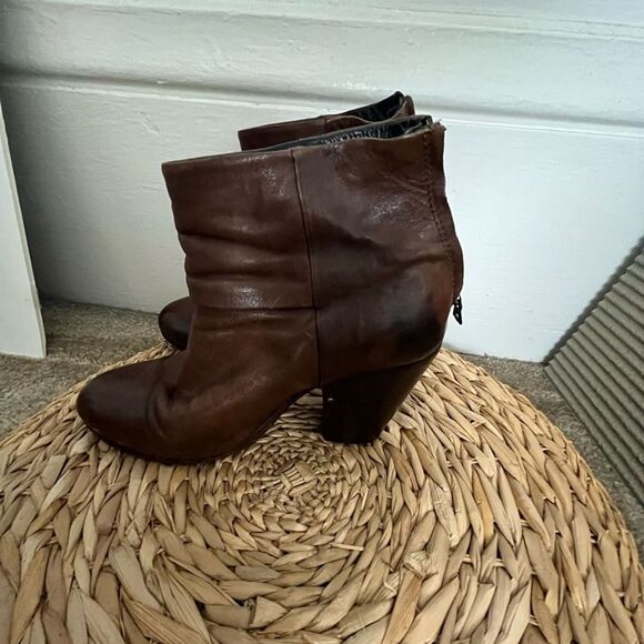 Rag and bone boots 8 brown chunky zip up slouchy boots western sophisticated - Picture 9 of 10
